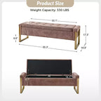 Banc de rangement Octavio 55.3 avec dessus à charnière rembourré moderne et pieds en métal|ART OF LIVING DESIGNS