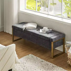 Banc de rangement Octavio 55.3 avec dessus à charnière rembourré moderne et pieds en métal|ART OF LIVING DESIGNS