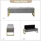 Banc de rangement Octavio 55.3 avec dessus à charnière rembourré moderne et pieds en métal|ART OF LIVING DESIGNS