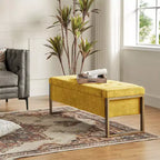 Banc de rangement Octavio 55.3 avec dessus à charnière rembourré moderne et pieds en métal|ART OF LIVING DESIGNS
