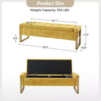 Banc de rangement Octavio 55.3 avec dessus à charnière rembourré moderne et pieds en métal|ART OF LIVING DESIGNS