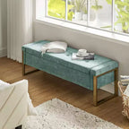Banc de rangement Octavio 55.3 avec dessus à charnière rembourré moderne et pieds en métal|ART OF LIVING DESIGNS