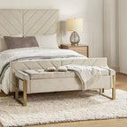 Octavio 55.3 w Modern Upholstered Flip Top Storage Bench with Metal Legs|ART OF LIVING DESIGNS