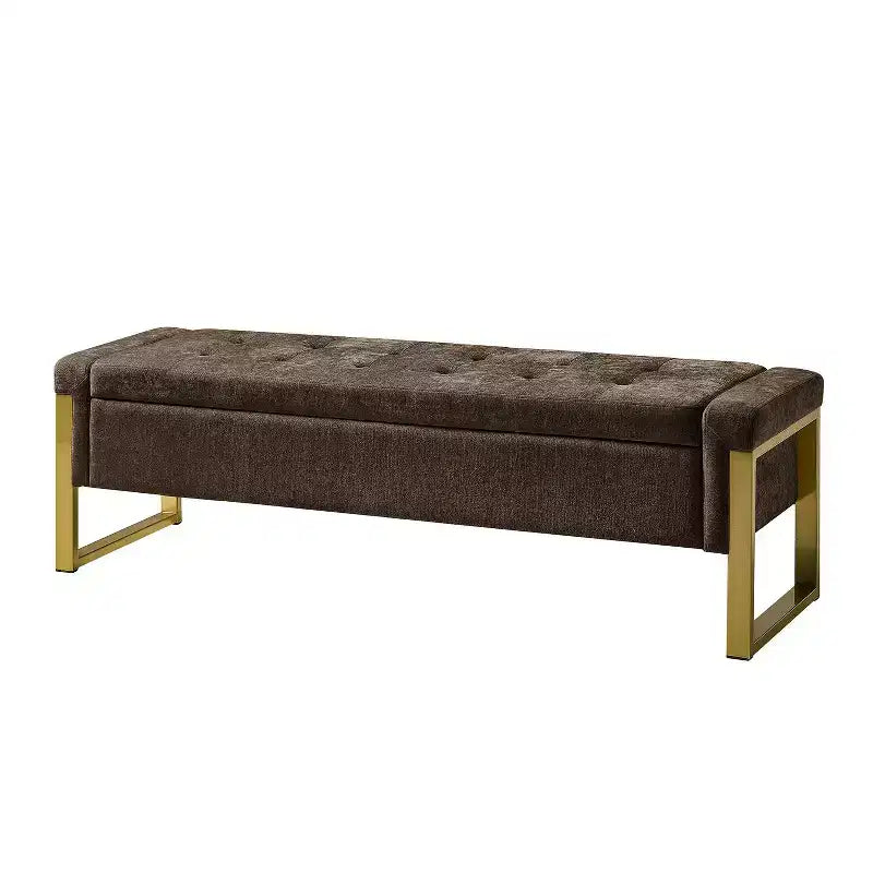 Banc de rangement Octavio 55.3 avec dessus à charnière rembourré moderne et pieds en métal|ART OF LIVING DESIGNS