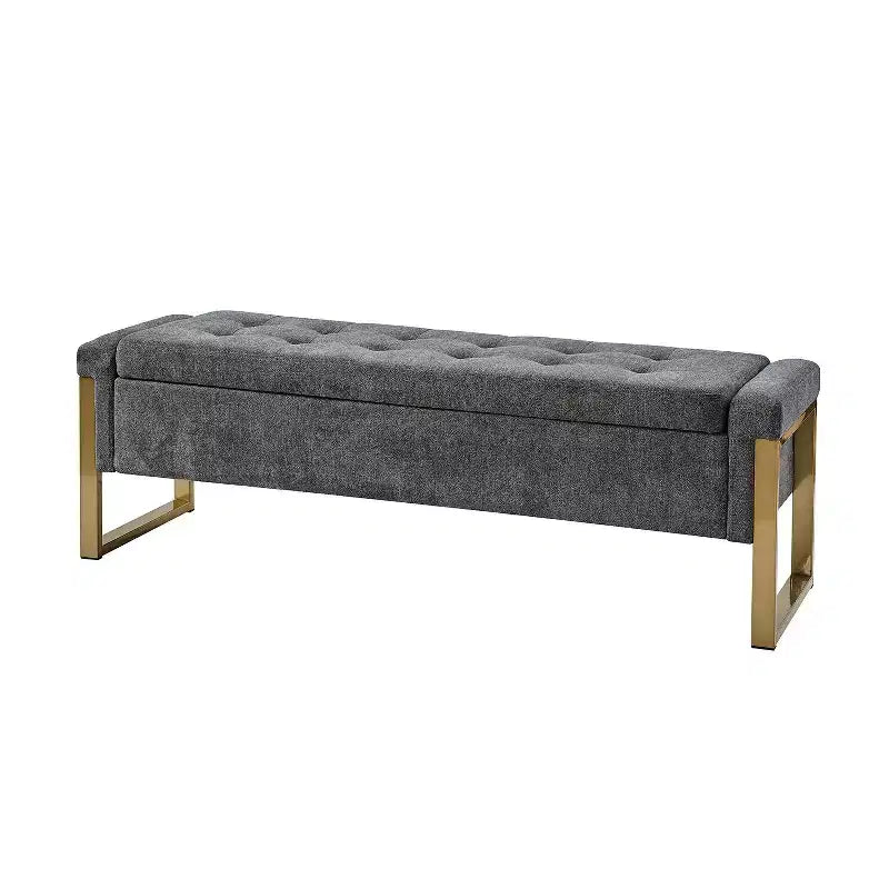 Banc de rangement Octavio 55.3 avec dessus à charnière rembourré moderne et pieds en métal|ART OF LIVING DESIGNS