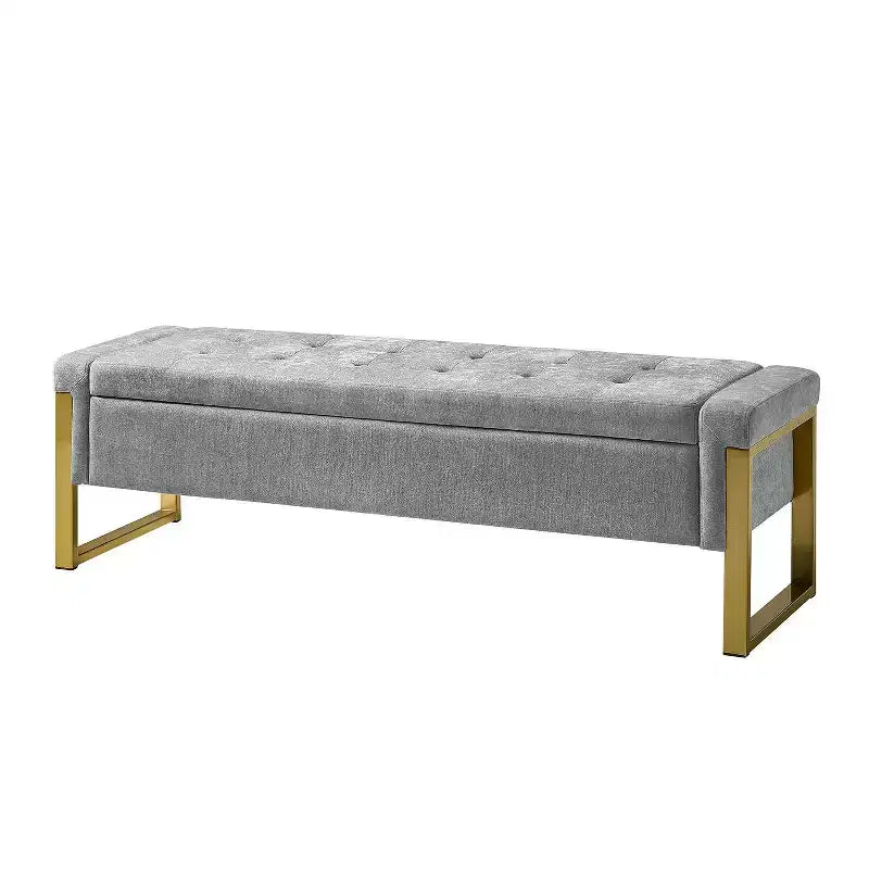 Banc de rangement Octavio 55.3 avec dessus à charnière rembourré moderne et pieds en métal|ART OF LIVING DESIGNS