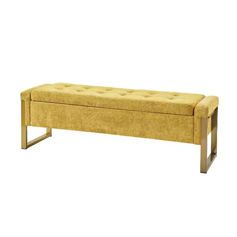 Banc de rangement Octavio 55.3 avec dessus à charnière rembourré moderne et pieds en métal|ART OF LIVING DESIGNS