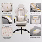 Chaise de jeu réglable avec support lombaire massant et repose-pieds rétractable - Dowinx