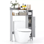 Costway Over the Toilet Storage Cabinet with Toilet Paper Holder Adjustable Shelves Gray/White