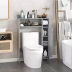 Meuble de rangement pour WC Costway avec porte-rouleau de papier toilette et étagères réglables Gris/Blanc