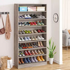 Meuble à chaussures autoportant en bois à 9 niveaux Lantine 70,8''
