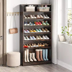 Meuble à chaussures autoportant en bois à 9 niveaux Lantine 70,8''