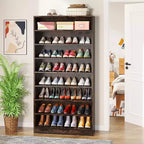 Meuble à chaussures autoportant en bois à 9 niveaux Lantine 70,8''