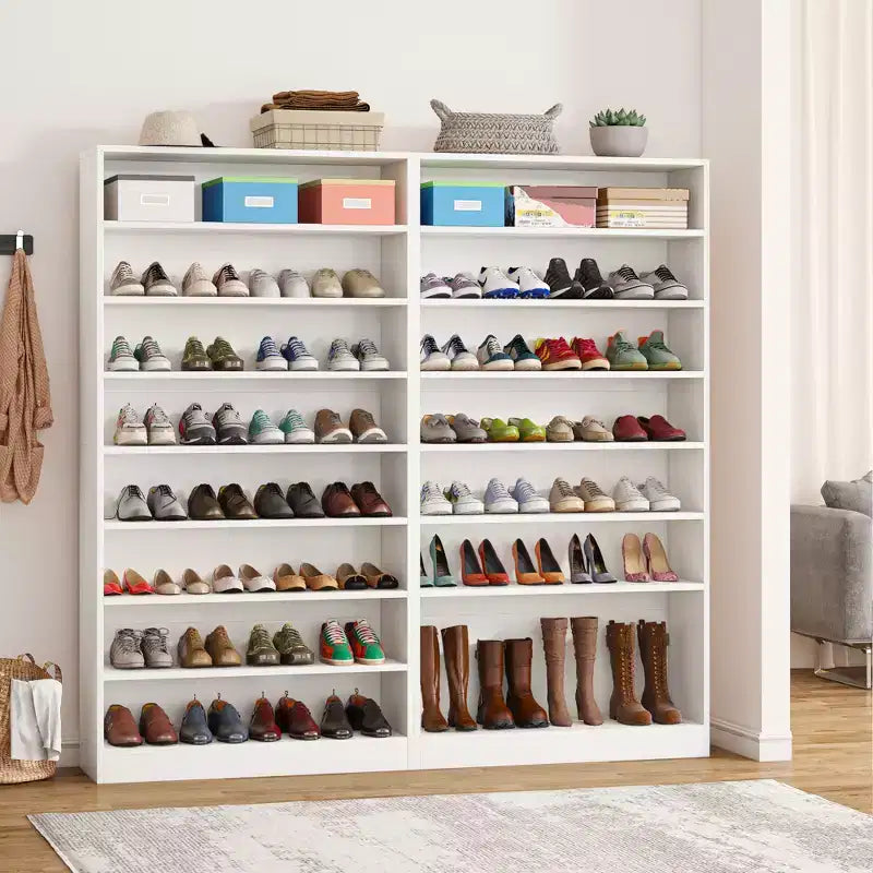 Meuble à chaussures autoportant en bois à 9 niveaux Lantine 70,8''