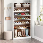 Meuble à chaussures autoportant en bois à 9 niveaux Lantine 70,8''