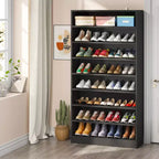Meuble à chaussures autoportant en bois à 9 niveaux Lantine 70,8''