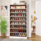 Meuble à chaussures autoportant en bois à 9 niveaux Lantine 70,8''