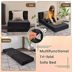 Costway Chaise Pliante Triple Basculante Lit de Repos Convertible Canapé-Lit Dortoir Neuf Noir/Gris/Café