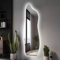 Dovelina LED Full-length Mirror Backlit Mirror Modern Full Length Mirror Frameless Irregular Mirror Large Asymmetrical Mirror - 24x63