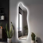 Dovelina LED Full-length Mirror Backlit Mirror Modern Full Length Mirror Frameless Irregular Mirror Large Asymmetrical Mirror - 24x63
