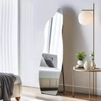 Miroir pleine longueur Dovelina LED Miroir rétroéclairé moderne sans cadre irrégulier grand miroir asymétrique - 24x63