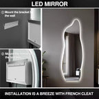 Miroir pleine longueur Dovelina LED Miroir rétroéclairé moderne sans cadre irrégulier grand miroir asymétrique - 24x63