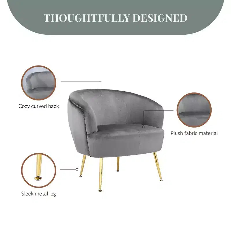 Fauteuil d'appoint Kara Ren Home avec pieds dorés
