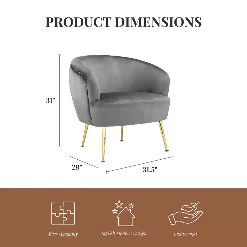 Fauteuil d'appoint Kara Ren Home avec pieds dorés