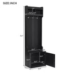 Arbre d'entrée minimaliste mince 23,6''W avec banc, porte-manteau multifonctionnel avec 6 crochets et armoire de rangement 4M - ModernLuxe