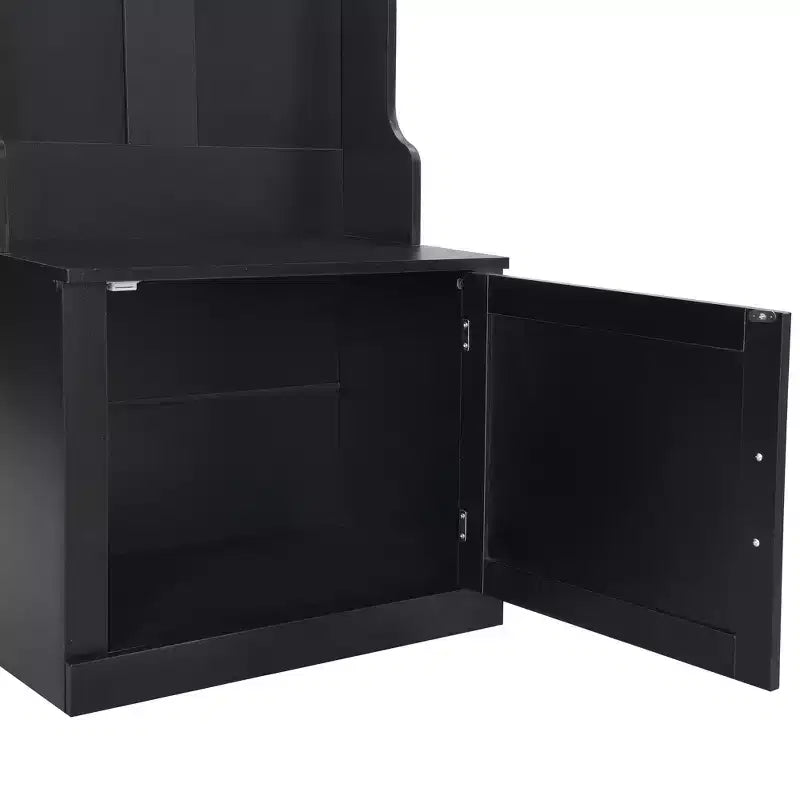 Arbre d'entrée minimaliste mince 23,6''W avec banc, porte-manteau multifonctionnel avec 6 crochets et armoire de rangement 4M - ModernLuxe