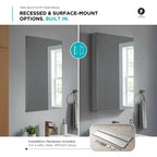Armoire à pharmacie de salle de bain Fine Fixtures, aluminium, encastrée/en surface, miroir avec LED