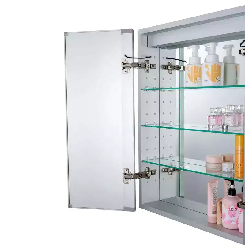 Armoire à pharmacie de salle de bain Fine Fixtures, aluminium, encastrée/en surface, miroir avec LED