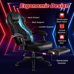 Chaise de jeu e-sport réglable Costway avec appuie-tête rembourré, support lombaire bleu/noir/gris/rouge