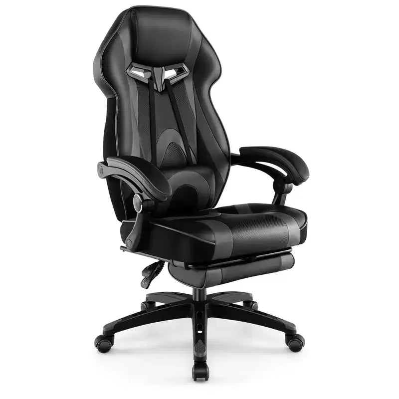 Chaise de jeu e-sport réglable Costway avec appuie-tête rembourré, support lombaire bleu/noir/gris/rouge