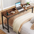 Table de lit Queen Size Lantine, bureau de lit avec support inclinable réglable, chariot mobile pour ordinateur portable, bureau d'ordinateur pour la maison et l'hôpital