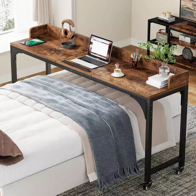 Table de lit Queen Size Lantine, bureau de lit avec support inclinable réglable, chariot mobile pour ordinateur portable, bureau d'ordinateur pour la maison et l'hôpital