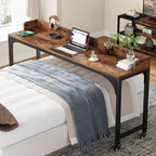 Table de lit Queen Size Lantine, bureau de lit avec support inclinable réglable, chariot mobile pour ordinateur portable, bureau d'ordinateur pour la maison et l'hôpital