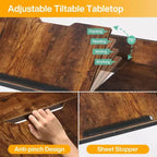 Table de lit Queen Size Lantine, bureau de lit avec support inclinable réglable, chariot mobile pour ordinateur portable, bureau d'ordinateur pour la maison et l'hôpital
