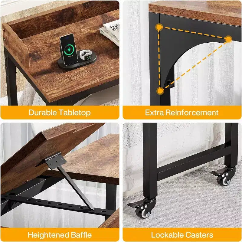 Table de lit Queen Size Lantine, bureau de lit avec support inclinable réglable, chariot mobile pour ordinateur portable, bureau d'ordinateur pour la maison et l'hôpital