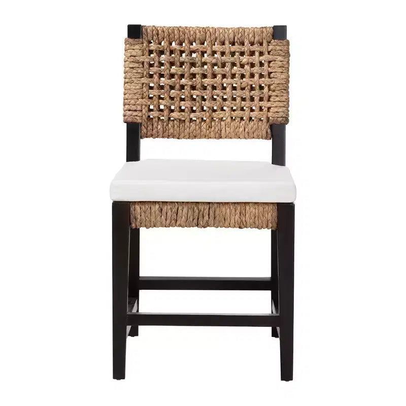Chaise de salle à manger Alise Modern Bohemian bali & pari en bois d'acajou brun foncé et jonc de mer