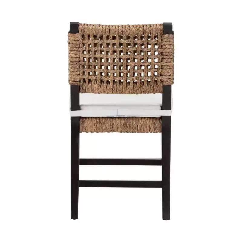 Chaise de salle à manger Alise Modern Bohemian bali & pari en bois d'acajou brun foncé et jonc de mer
