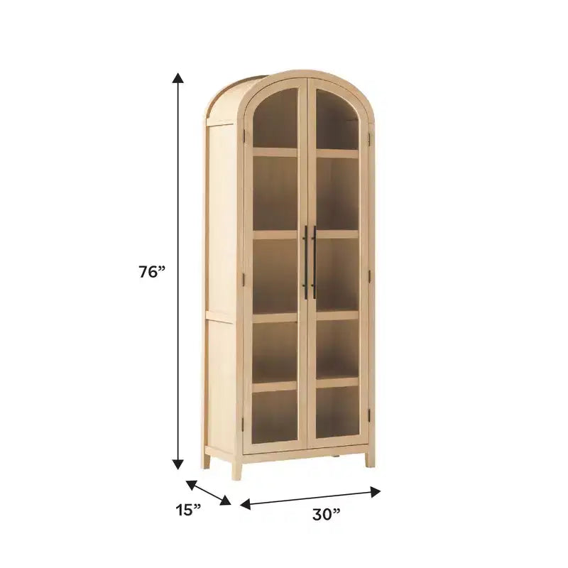 Bibliothèque-vitrine arquée Saracina Home à 5 étagères de 76 po