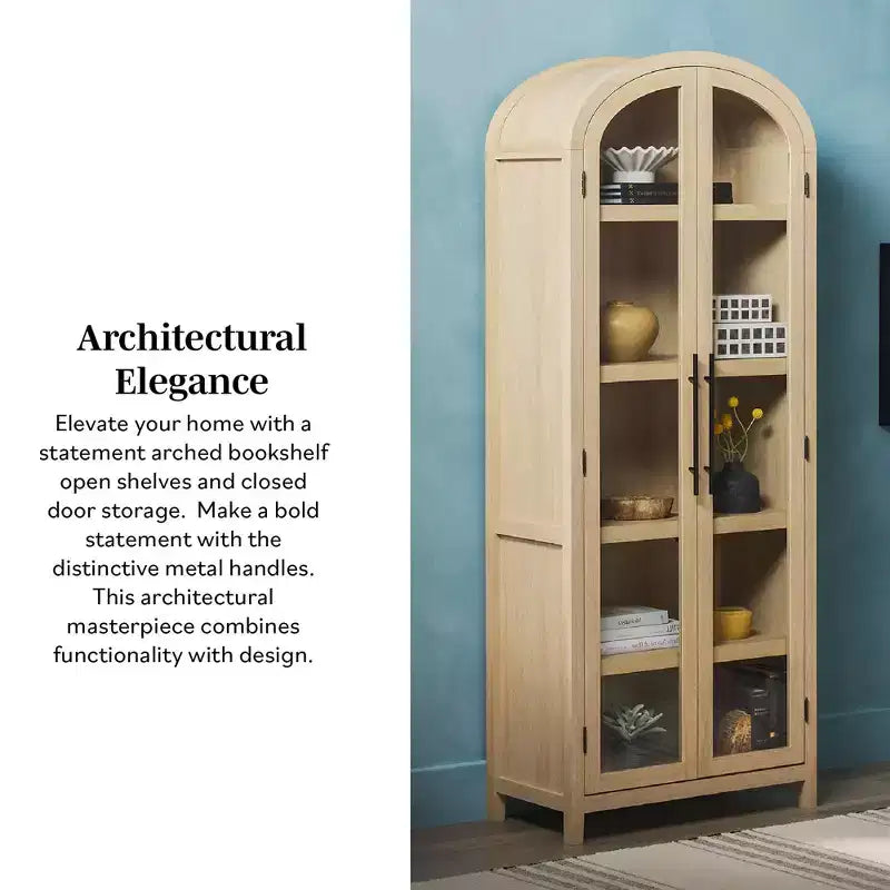 Bibliothèque-vitrine arquée Saracina Home à 5 étagères de 76 po