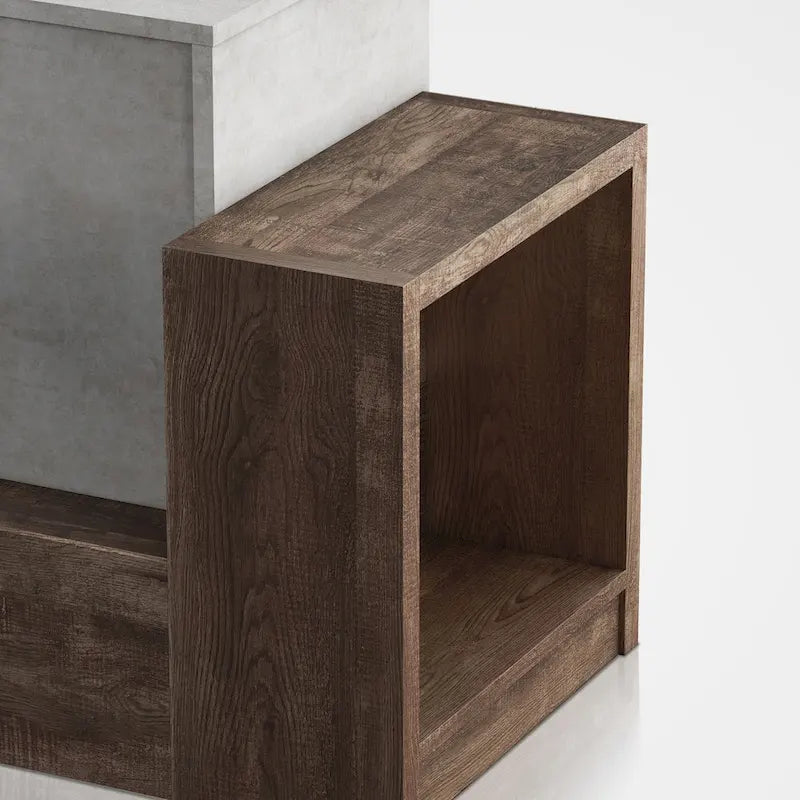 Meuble TV Geso industriel chêne et gris clair 4 étagères 180 cm