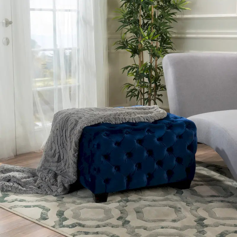 Jaymee Ottoman en Velours Capitonnage Moderne et Glamour