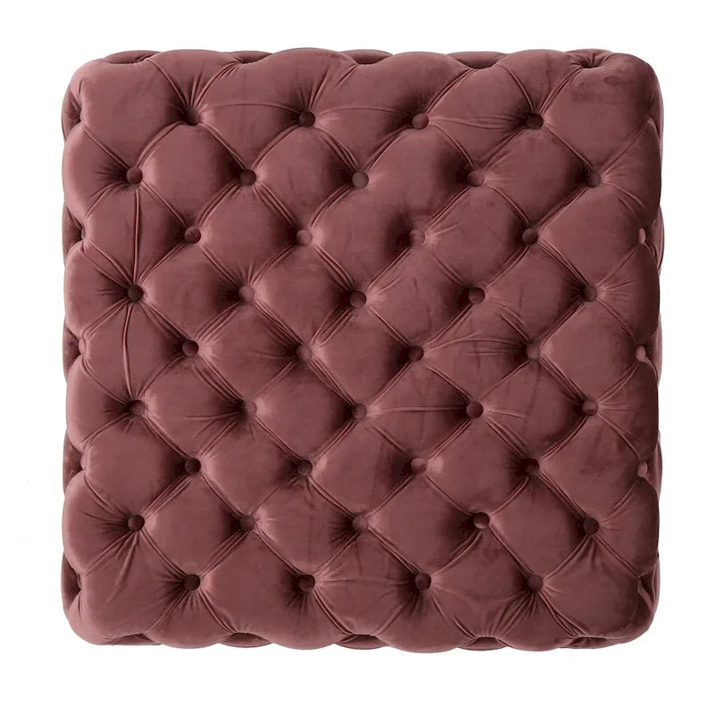 Jaymee Ottoman en Velours Capitonnage Moderne et Glamour