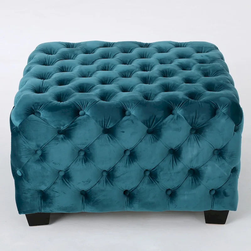 Jaymee Ottoman en Velours Capitonnage Moderne et Glamour