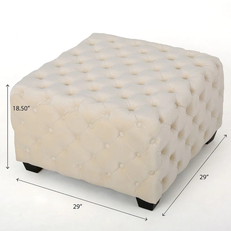 Jaymee Ottoman en Velours Capitonnage Moderne et Glamour