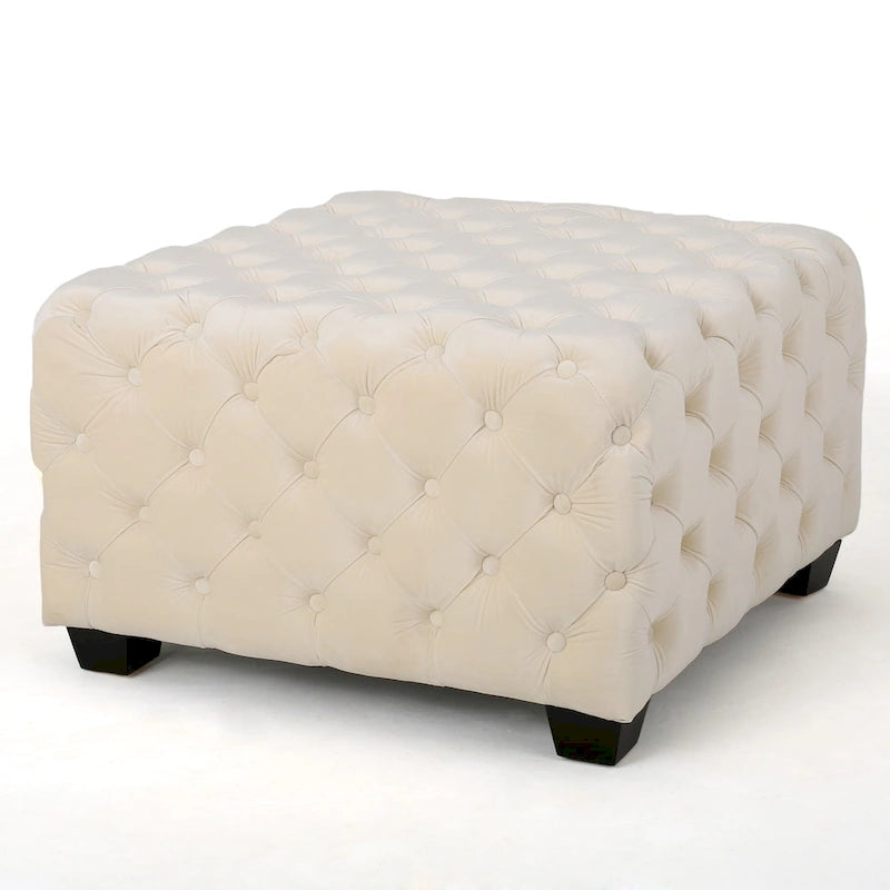 Jaymee Ottoman en Velours Capitonnage Moderne et Glamour
