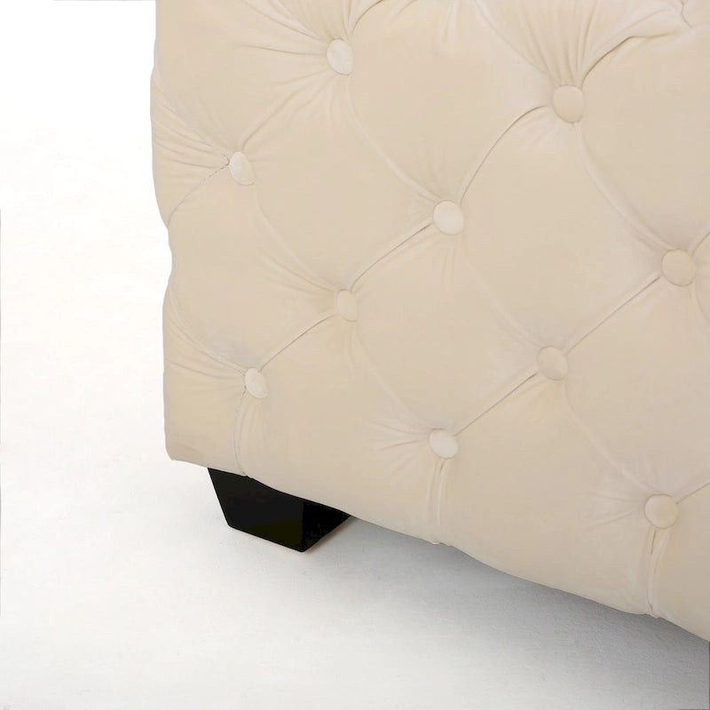 Jaymee Ottoman en Velours Capitonnage Moderne et Glamour